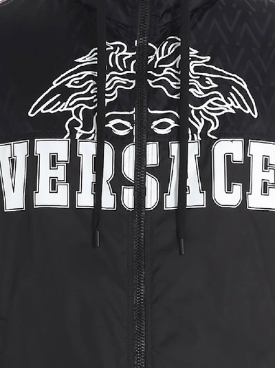 Shop Versace Logo Printed Jacket In Black