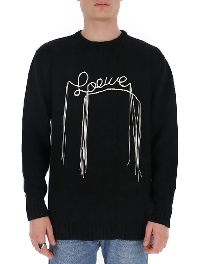 Shop Loewe Logo Stitched Sweater In Black