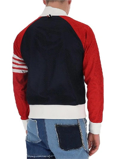 Shop Thom Browne Mesh Zip Up Jacket In Multi