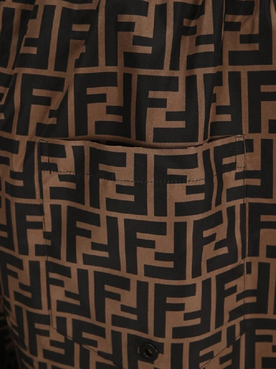 Shop Fendi Ff Print Joggers In Brown