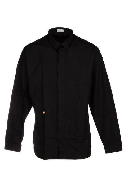Shop Dior Homme Bee Embroidered Shirt In Black