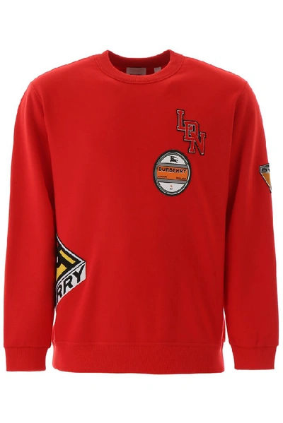 Shop Burberry Patch Detail Sweatshirt In Red