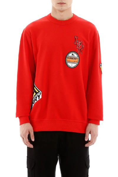 Shop Burberry Patch Detail Sweatshirt In Red