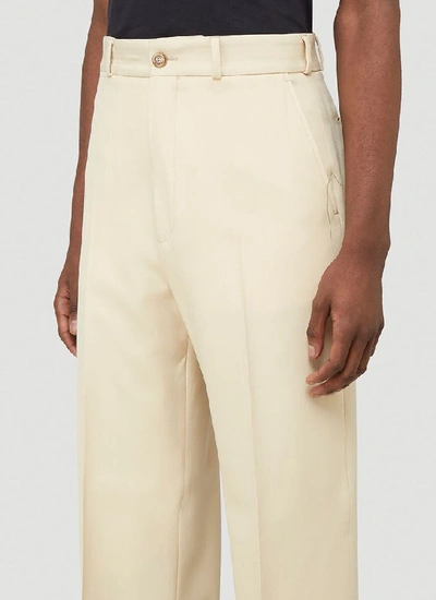Shop Gucci Herringbone Wide Leg Pant In White