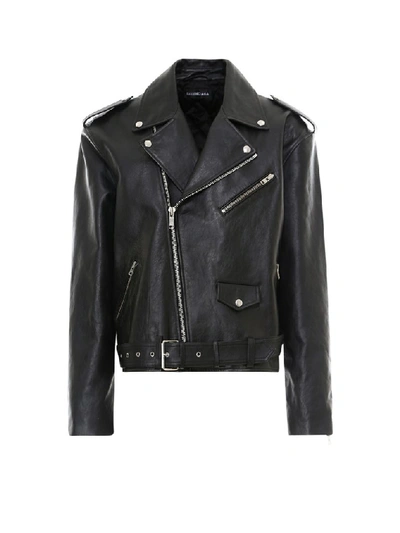 Shop Balenciaga Biker Jacket In Black