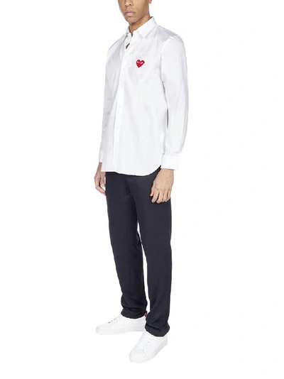 Shop Comme Des Garçons Play Heart Motif Shirt In White