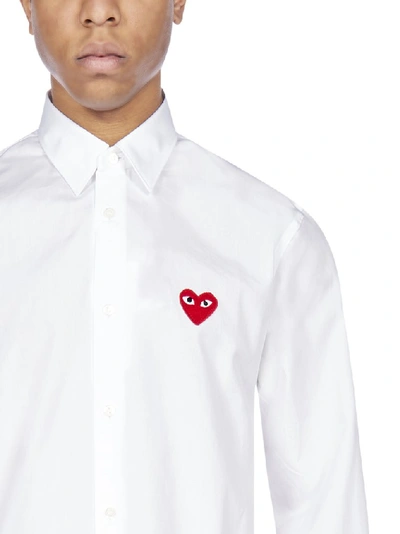 Shop Comme Des Garçons Play Heart Motif Shirt In White