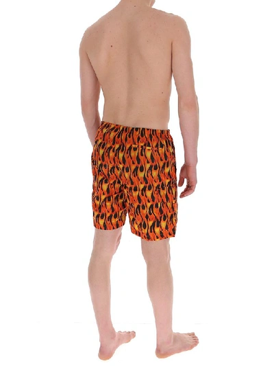 Shop Palm Angels Flame Swim Shorts In Orange