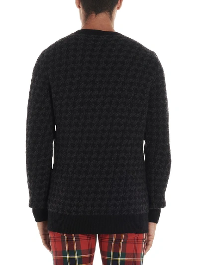 Shop Alexander Mcqueen Houndstooth Logo Patch Sweater In Grey