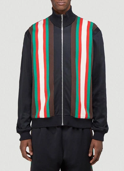 Shop Gucci Web Zip Up Sweatshirt In Black