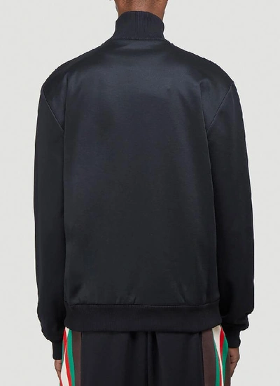 Shop Gucci Web Zip Up Sweatshirt In Black