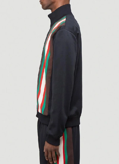 Shop Gucci Web Zip Up Sweatshirt In Black