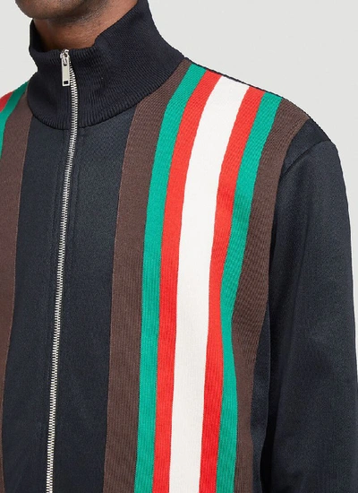 Shop Gucci Web Zip Up Sweatshirt In Black