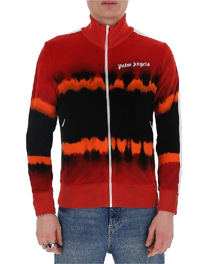 Shop Palm Angels Tie Dye Logo Track Jacket In Red