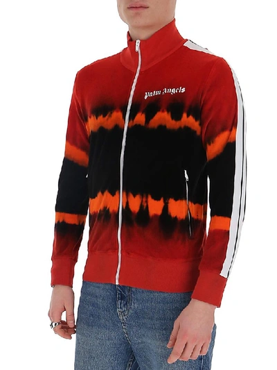 Shop Palm Angels Tie Dye Logo Track Jacket In Red