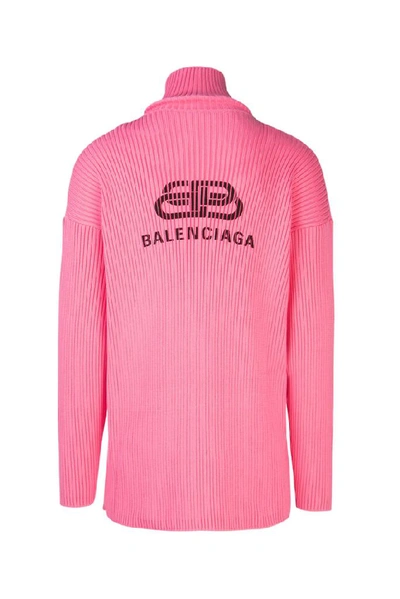 Shop Balenciaga Logo Turtleneck Sweater In Pink