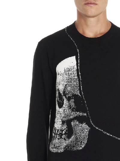 Shop Alexander Mcqueen Jacquard Skull Crewneck Sweater In Black