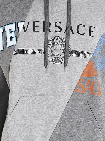 Shop Versace Logo Hoodie In Grey
