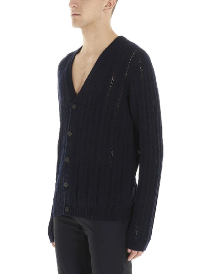 Shop Maison Margiela V Neck Cardigan In Blue