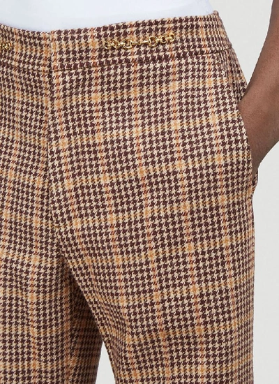 Shop Gucci Houndstooth Print Pants In Brown