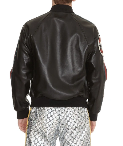 Shop Gucci Logo Patch Bomber Jacket In Black