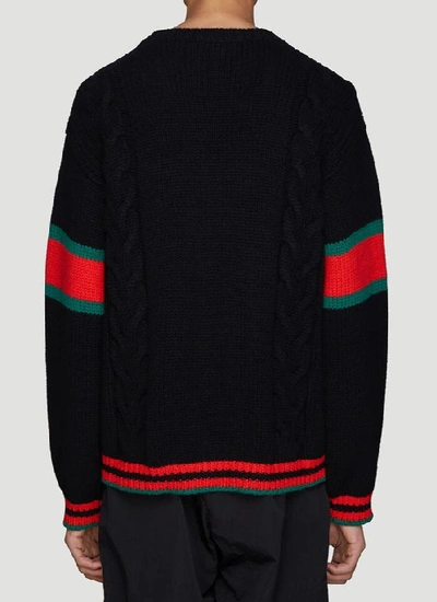 Shop Gucci Oversized Cable Knit Sweater In Black