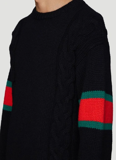 Shop Gucci Oversized Cable Knit Sweater In Black