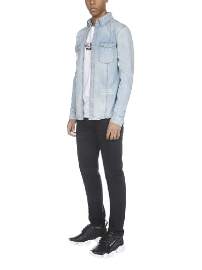 Shop Givenchy Distressed Denim Shirt In Blue