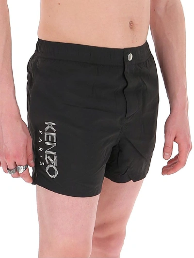 Shop Kenzo Logo Swim Shorts In Black