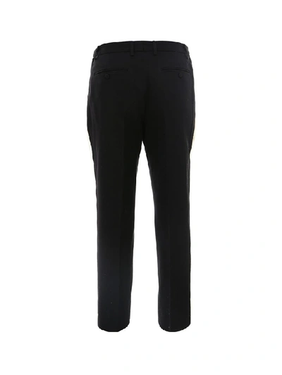 Shop Gucci Side Stripe Cropped Pants In Black