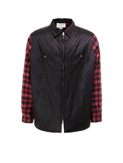 Shop Gucci Checked Sleeve Jacket In Multi