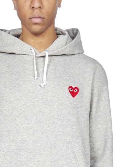 Shop Comme Des Garçons Play Heart Motif Hoodie In Grey