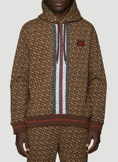 Shop Burberry Monogram Print Hooded Sweatshirt In Brown