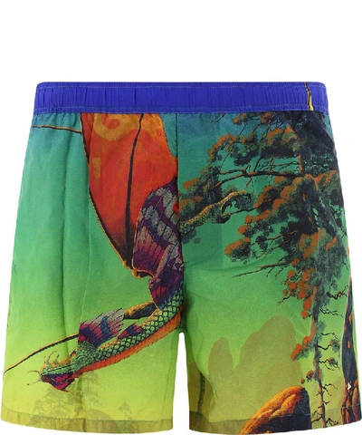 Shop Valentino Motif Print Swim Shorts In Multi