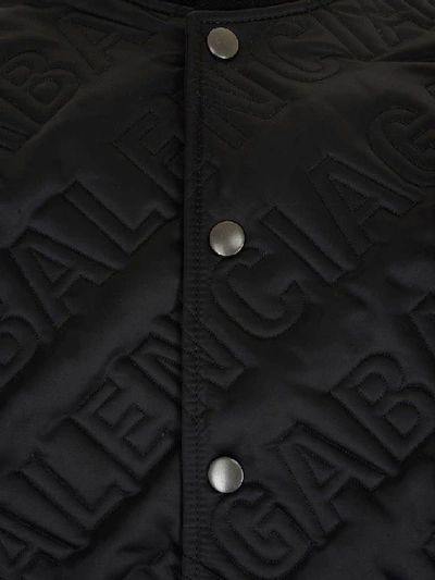 Shop Balenciaga Logo Quilted Bomber Jacket In Black