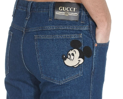 Shop Gucci X Disney Mickey Mouse Jeans In Blue