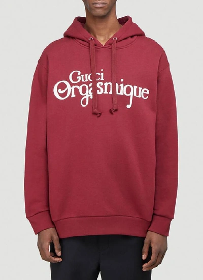 Gucci Orgasmique Logo Graphic Cotton Hoodie In Red | ModeSens