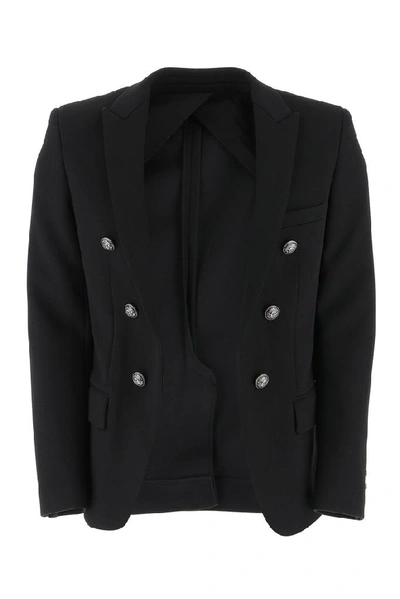 Shop Balmain Jersey Blazer In Black
