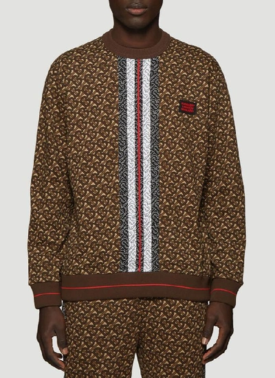Burberry Men's Marlowe Tb-monogram Sweatshirt With Stripes In Brown |  ModeSens