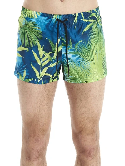 Shop Versace Jungle Print Beach Shorts In Multi