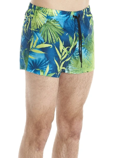 Shop Versace Jungle Print Beach Shorts In Multi