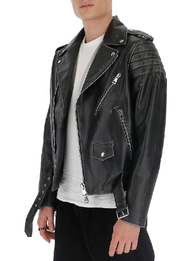 Shop Valentino Back Printed Biker Jacket In Black