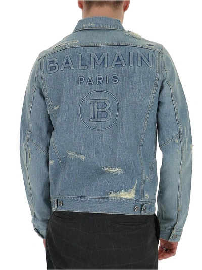 Shop Balmain Denim Jacket In Blue