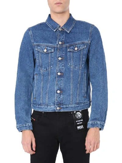 Shop Diesel Fitted Denim Jacket In Blue