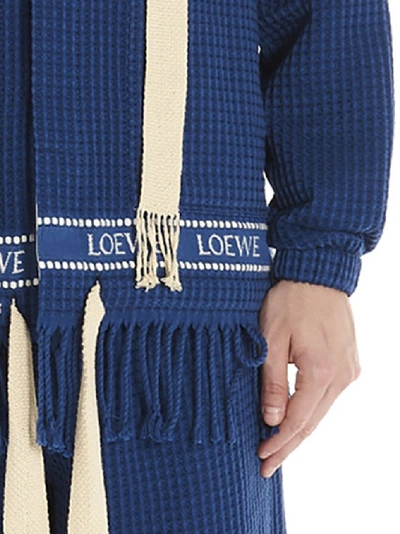 Shop Loewe Fringed Hooded Jacket In Blue