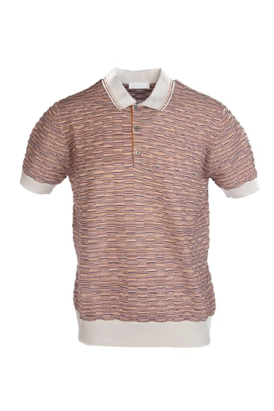 Shop Prada Patterned Polo Shirt In Talco