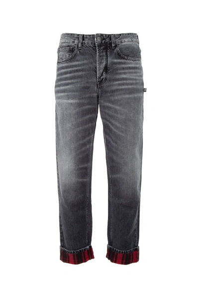 Shop Marcelo Burlon County Of Milan Back Pocket Print Jeans In Grey