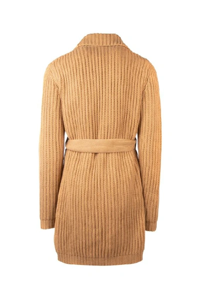 Shop Dolce & Gabbana Belted Long Cardigan In Brown