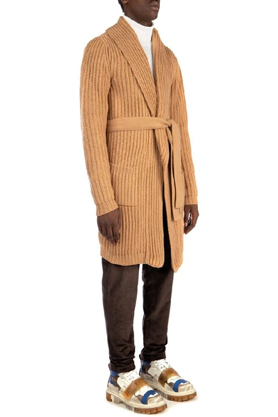 Shop Dolce & Gabbana Belted Long Cardigan In Brown