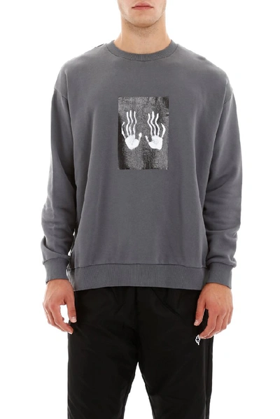 Shop Marcelo Burlon County Of Milan Hands Printed Sweatshirt In Grey